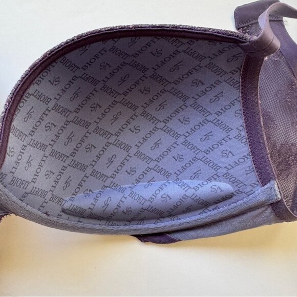 Victoria's Secret Bra Demi Uplift Biofit Purple Lavender Lace Soft Comfy Sz 34D - Picture 7 of 11